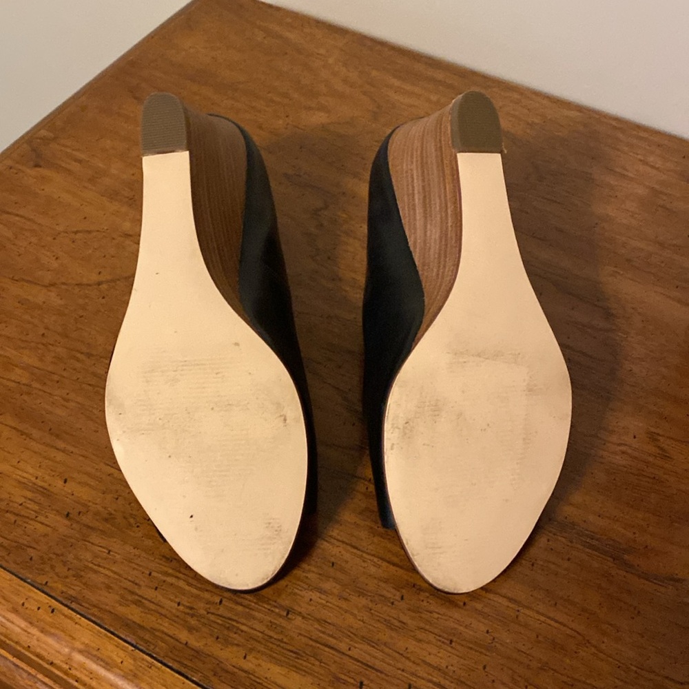 Black Peep Toe Wedges - Picture 7 of 8